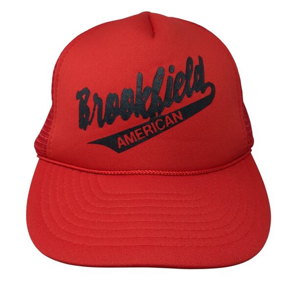 Brookfield American Snapback Trucker Hat Red One Size Adjustable Rope Speedway - Picture 1 of 9